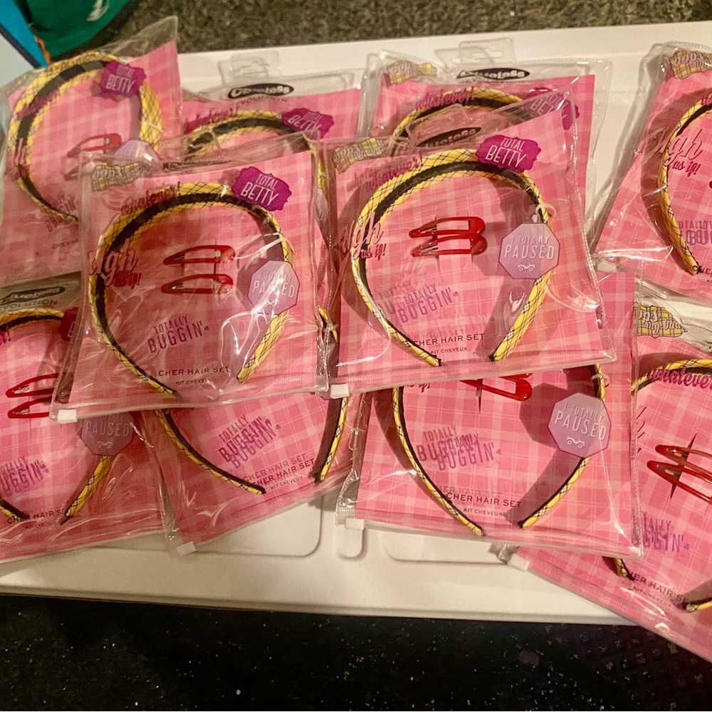 Revolution Clueless  Headband & Clip Hair 10 Sets- Yellow, Red & Black NWT